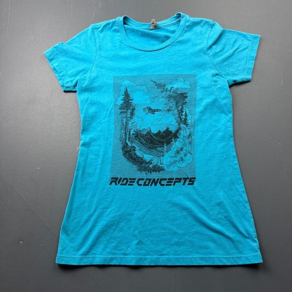 Ride Concepts Women's Small Blue Graphic T-Shirt MTB Bike Cotton Casual Outdoor